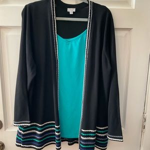 Two piece cardigan and coordinating shell